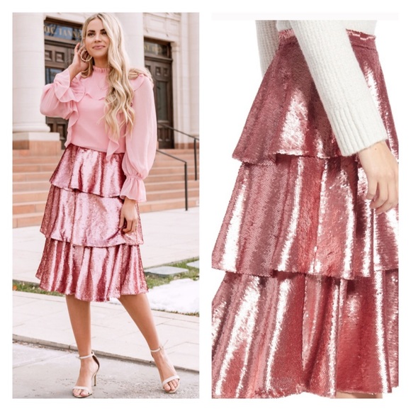 Rachel Parcell Dresses & Skirts - NWT RACHEL PARCELL PINK SEQUIN BRIDE SKIRT XS